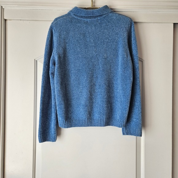 Alfred Dunner Sweater Womens PXL Blue Floral Embroidered Chenille Knit Spring - Picture 2 of 9